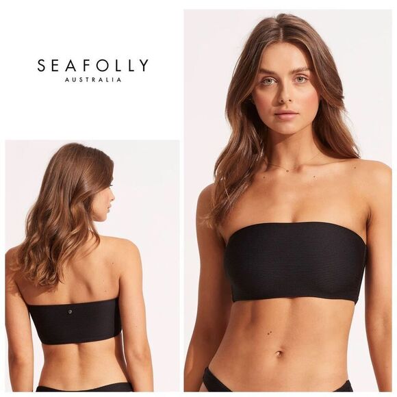 New. Seafolly black ribbed tube top. Small. Retails $70 - Picture 1 of 12
